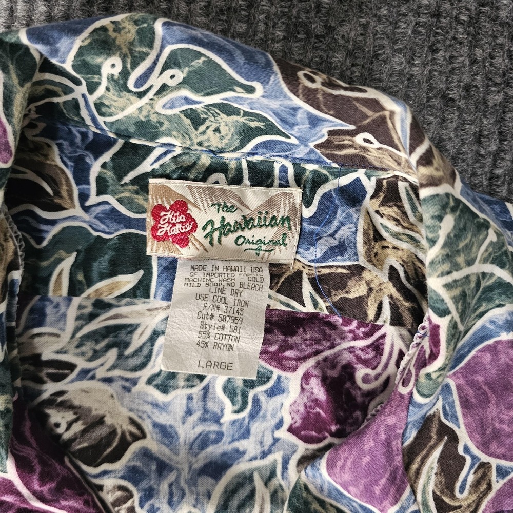 Hilo Hattie Shirt Mens Large Multicolor Hawaiian Floral Aloha Button Front - Picture 3 of 10